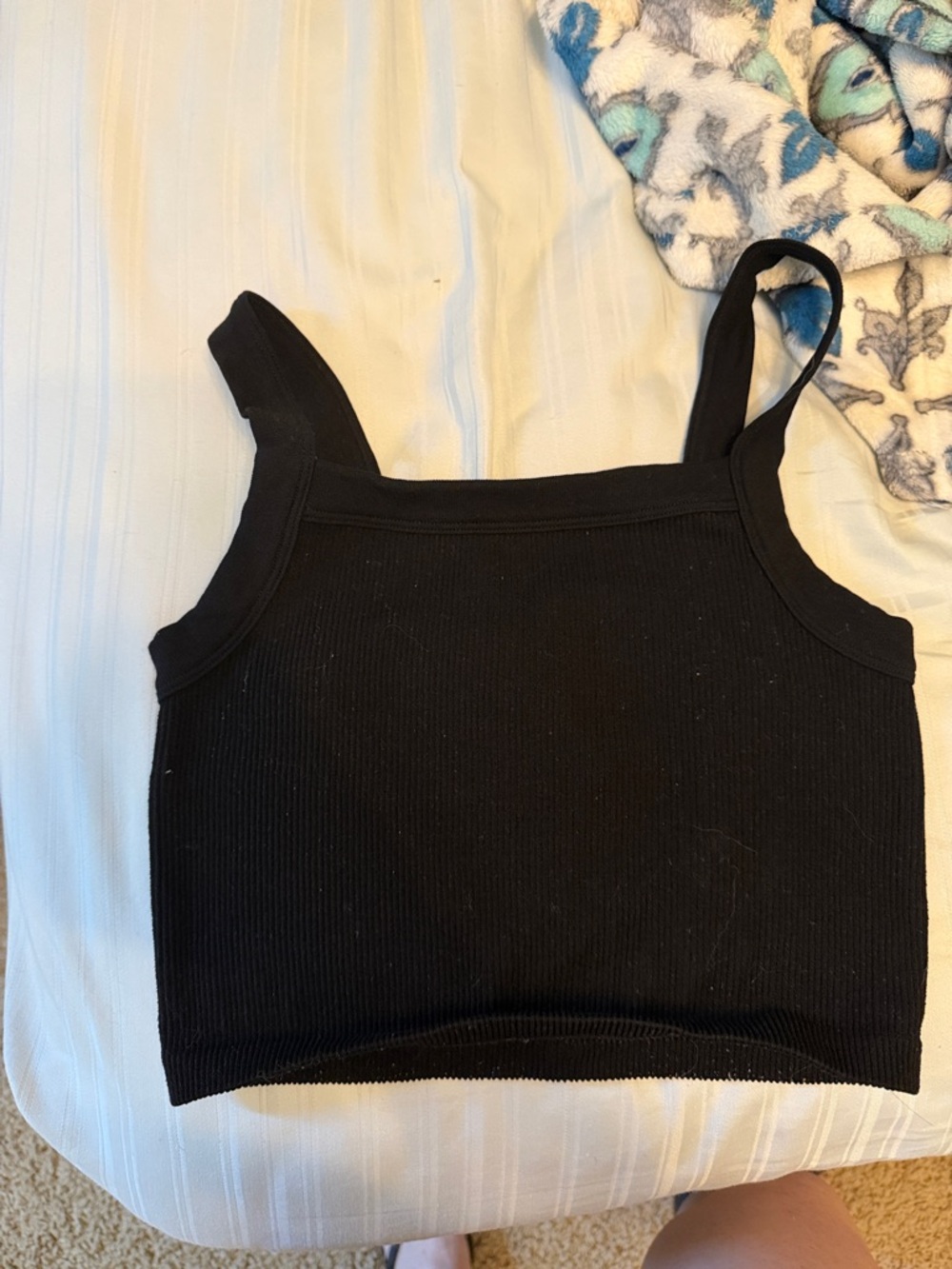 Cotton On Black Ribbed Crop Tank